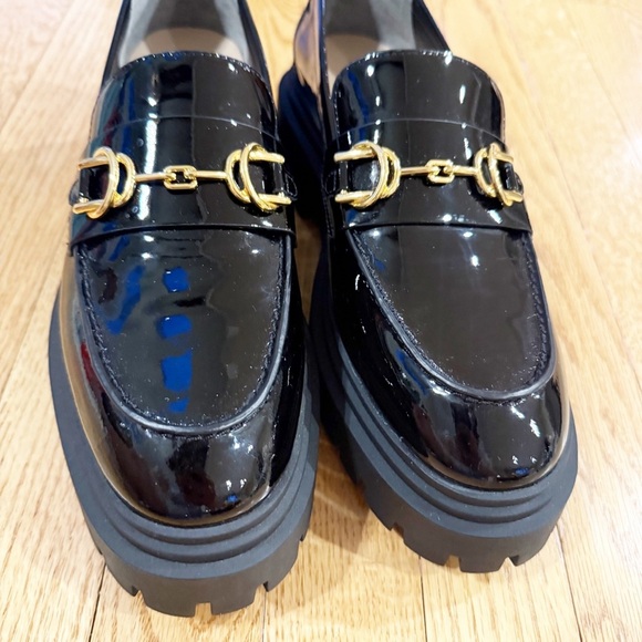 Stuart Weitzman Black Loafers with Gold Accent - Picture 3 of 11